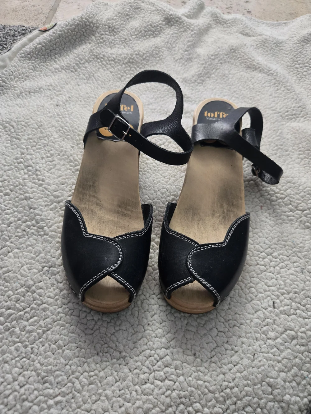 Swedish HASBEENS discontinued Htf Heart Mid Heel 39 Black Leather 8.5 9 - Picture 2 of 8
